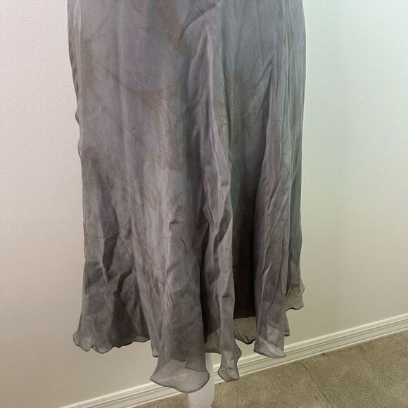 Carmen Marc Valvo Silk Halter Dress Size 6 Gray Whimsigoth Y2K Empire Waist - Picture 3 of 15